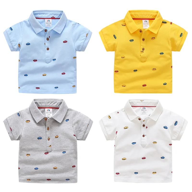 

Summer Children's Clothing Baby Polo Shirts Turn Down Collar Cartoon Character Kids Boy Car Short Sleeve Cotton T-Shirt Polos
