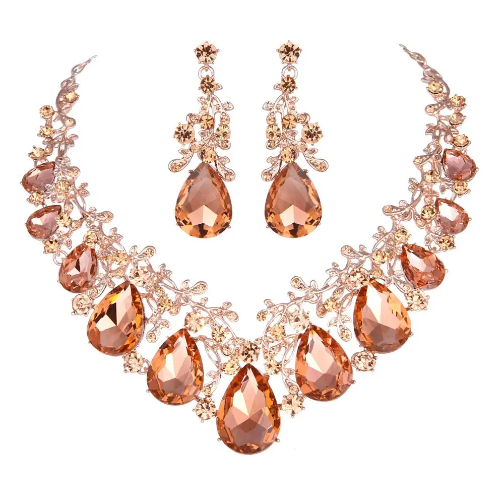 Комплект вечерние колье и серёг с кристаллами|necklace and earrings|wedding necklacebridal wedding necklace |