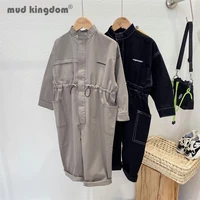 mudkingdom boy bodysuits solid long sleeve loose fit cargo pants fashion casual suit kids spring autumn elastic waist clothes