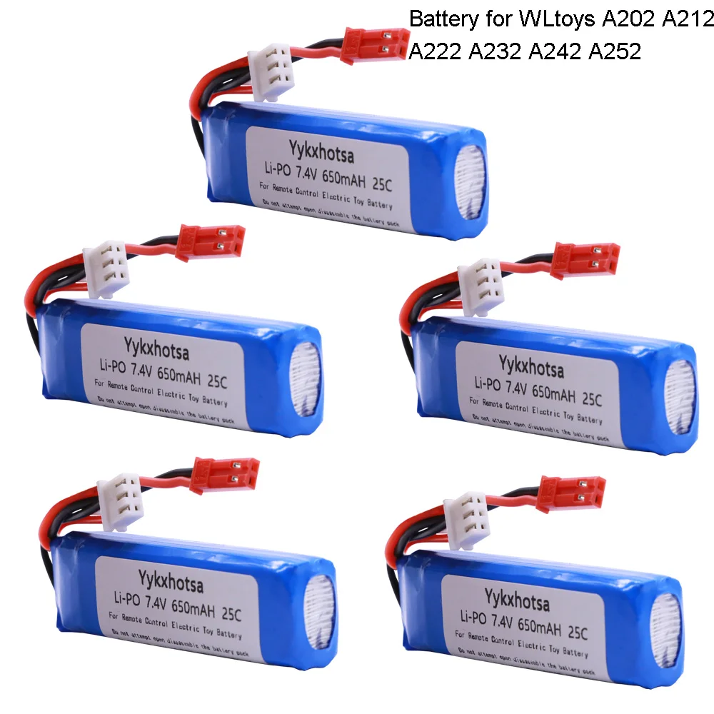 

7.4V 650mAh Lipo Battery 2S for WLtoys A202 A212 A222 A232 A242 A252 4WD RC Car 7.4 V 721855 2S for WLtoys A202 toys accessory