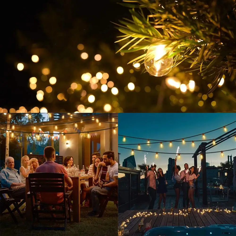 

Solar Light Outdoors Street Garland Garden Light S14 Bulbs String Lights Globe With 3W Solar Panel Shatterproof Bulbs Waterproof