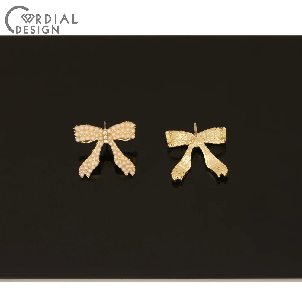 

Cordial Design 50Pcs 18*19MM Earrings Stud/Hand Made/DIY Making/Bowknot Shape/Imitation Pearl/Jewelry Findings & Components