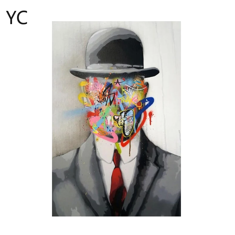 

Graffiti gentleman face canvas art poster abstract modern street art poster print Cuadros picture for living room home decor
