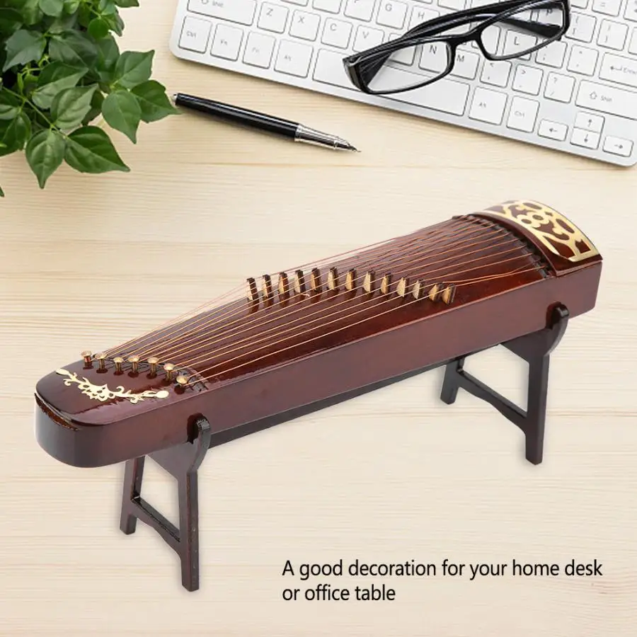 Деревянные маленькие китайские zither Музыкальные инструменты модели дисплей миниатюрные украшения ремесло Домашний декор