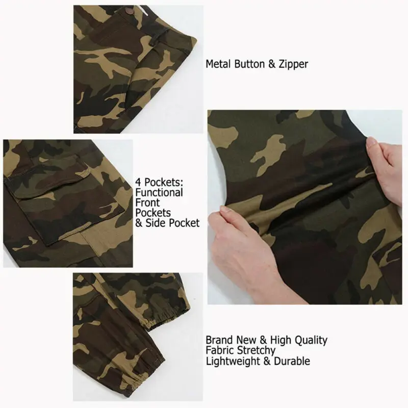 Womens Camo Cargo Trousers Casual Pants Military Army Combat Camouflage Loose Jogger Women 2019 Sweatpants | Женская одежда