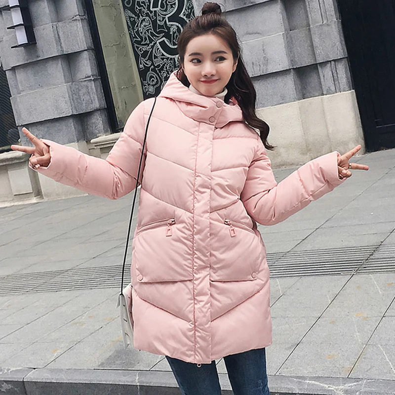 Женская парка с капюшоном куртка толстая подкладка хлопковой подбивкой зимние