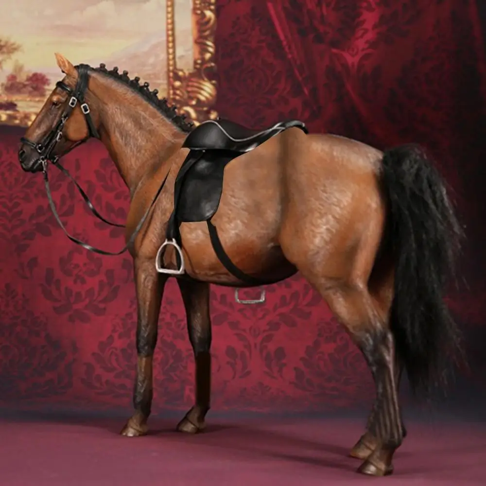 

1/6 32cm Germany Hannover Warm Blooded Model Simulation Horse Home Office Room Decoration Model Accessories - Maroon