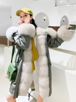 import fox fur jackets parkas female 2020 winter women rex rabbit fur liner mid length detachable new genuine fur coat warm