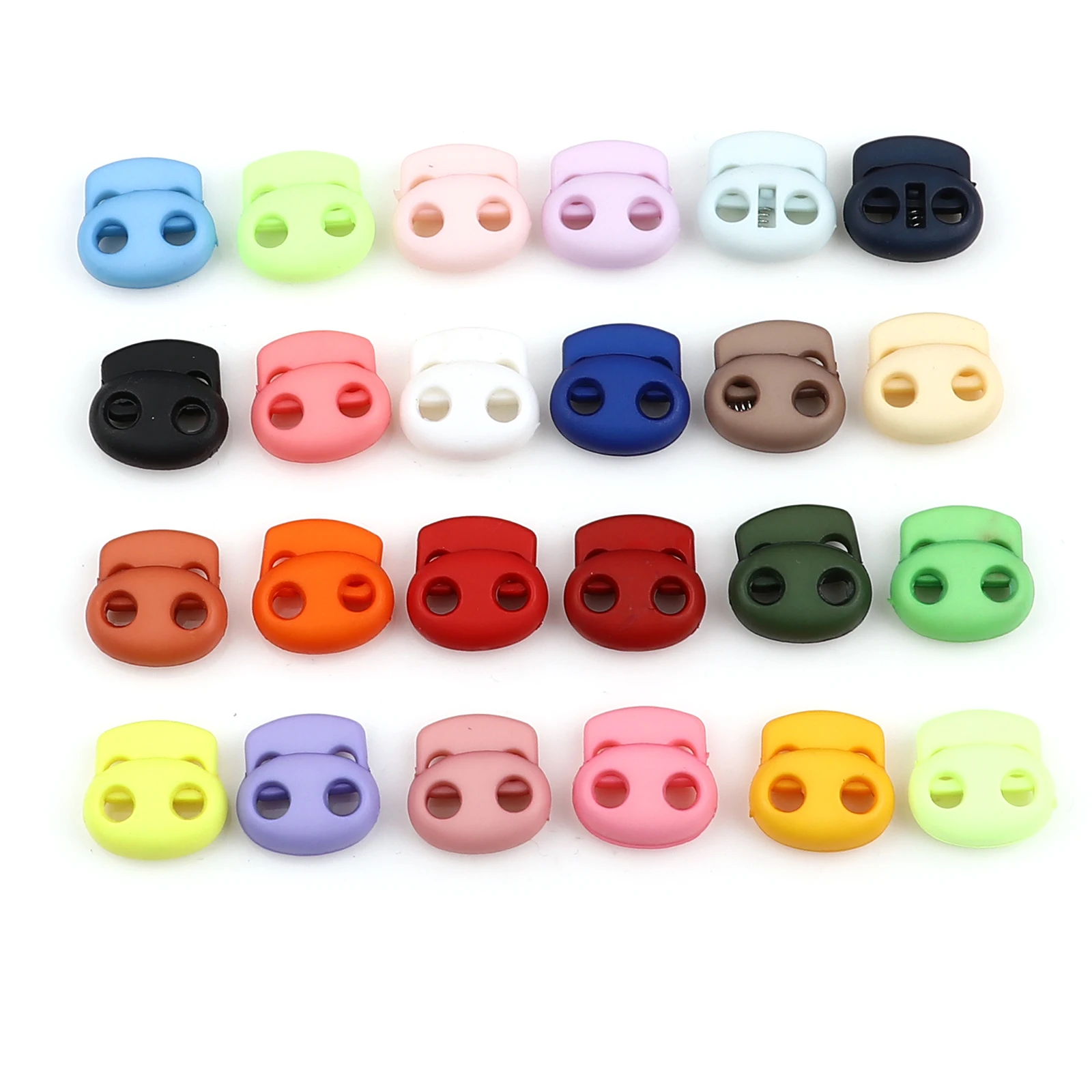 

Colorful 2cm Bean Toggle Clip Stopper Plastic Paracord Cord Lock Clamp Shoelace Cord Buckles Cords Lanyard Part Sportswear 10Pcs