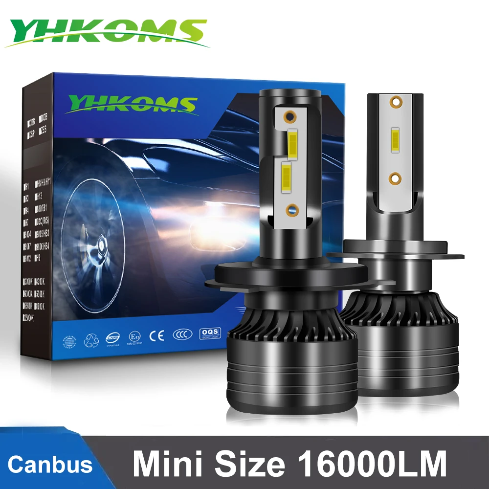 YHKOMS светодиодный фар H7 H4 огни автомобиля H1 H3 9005 HB3 9006 HB4 H8 H9 H11 авто лампы 6000K 60W 14000LM