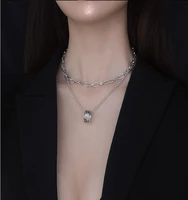 fashion new double chain chain of clavicle tide male of female fashion contracted cold wind necklace