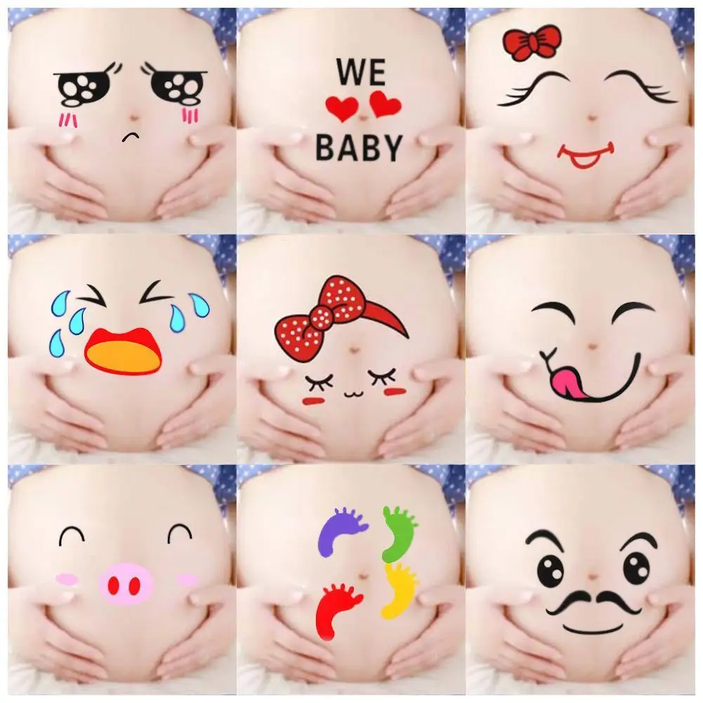 

4/10PCs Hot Sale For pregnant women therap maternity props photo stickers Pregnancy photo photographs belly painting X2G0