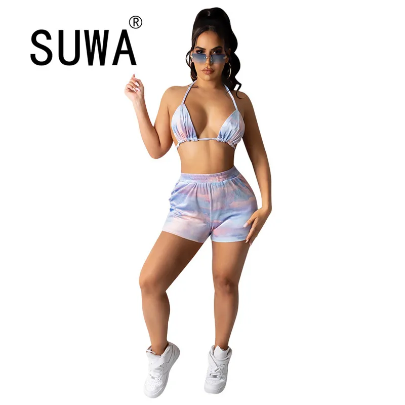 Галстук бабочка крашения печати летний комплект с бикини на бретелях образной