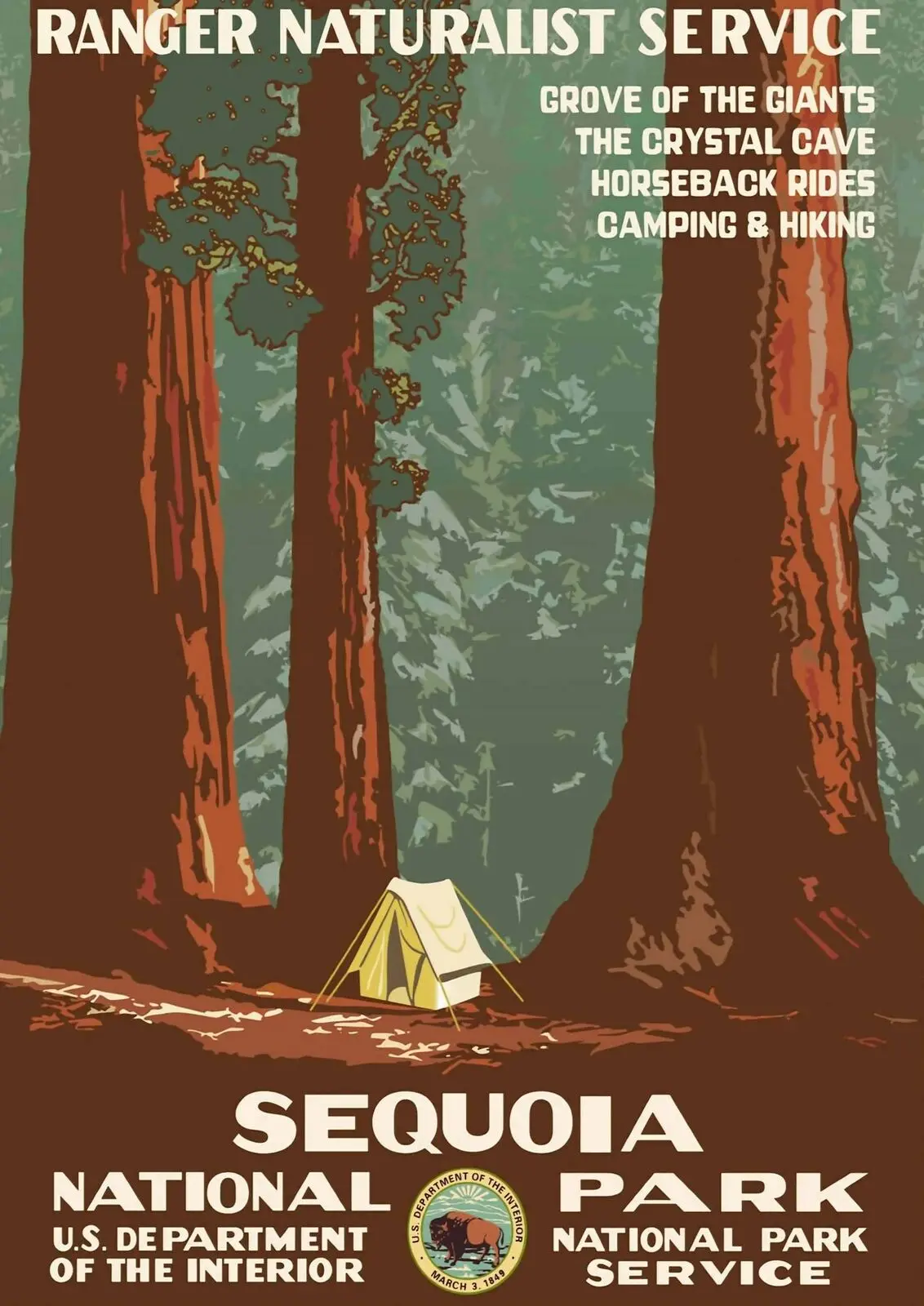 

SEQUOIA NATIONAL PARK - Vintage Art Silk Poster Print 24x36inch