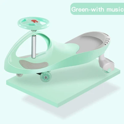 green with music Ruizhi для детей, крученый автомобиль, немой Круглый Универсальный От 1 до 3 лет для качания колеса, детский автомобиль для спорта на открытом воздухе, детские игрушки, подарки для мальчиков девочек, RZ1105 - Цвет: green with music