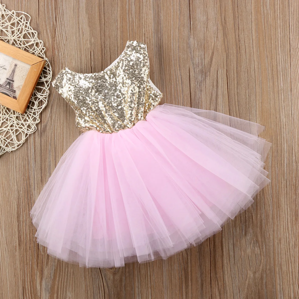

Toddler Baby Girl Infant Princess Dress Baby Girl Wedding Dress Sequins Lace Tutu Kids Party Vestidos for 1 Years birthday
