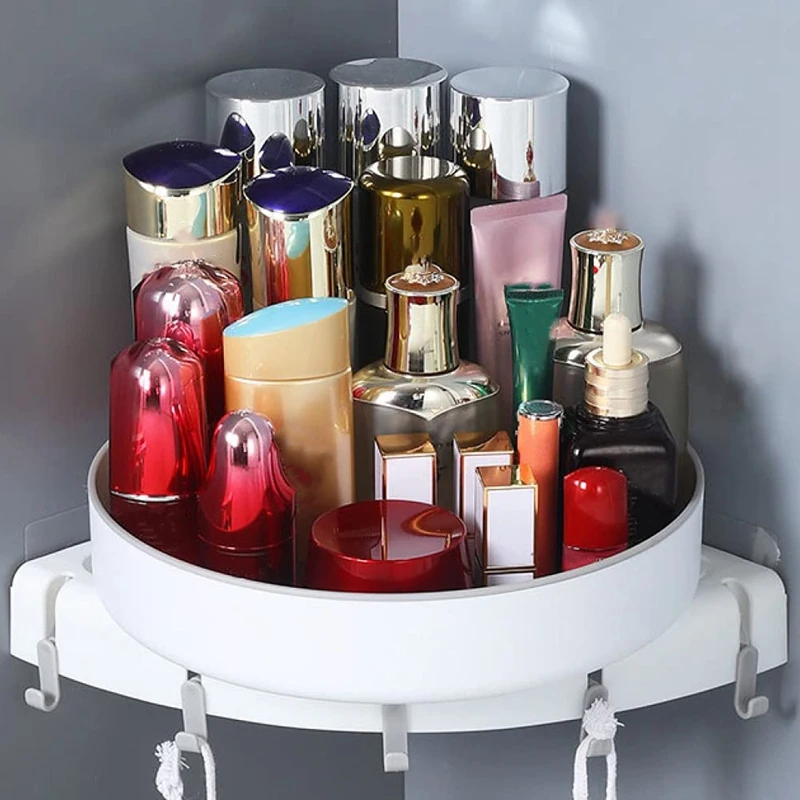 

Triple-cornered Storage Rack Toilet Bathroom Wall Hanging Double-Layer Rotatable Storage Box Toilet Corner Storage Rack