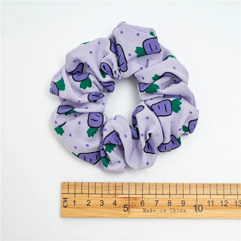 

New 1Pcs Print Carrot Elastic Scrunchie Hairband Summer Rubber Band Hair Bands Ponytail for Girls Hair Accessories