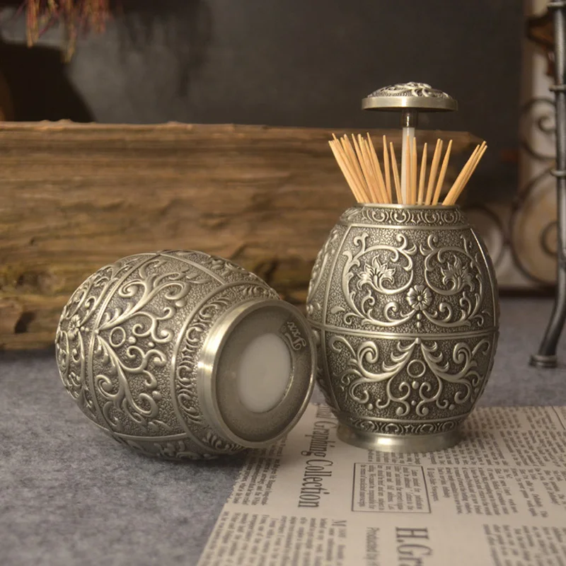 Металлический Винтаж Автоматическая Подставка Для Зубочисток цинковый сплав