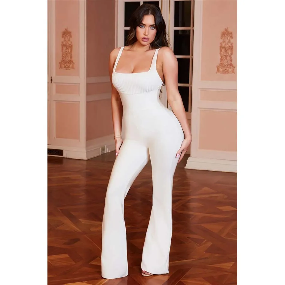 Женский комбинезон без рукавов однотонный Облегающий элегантный для клубной