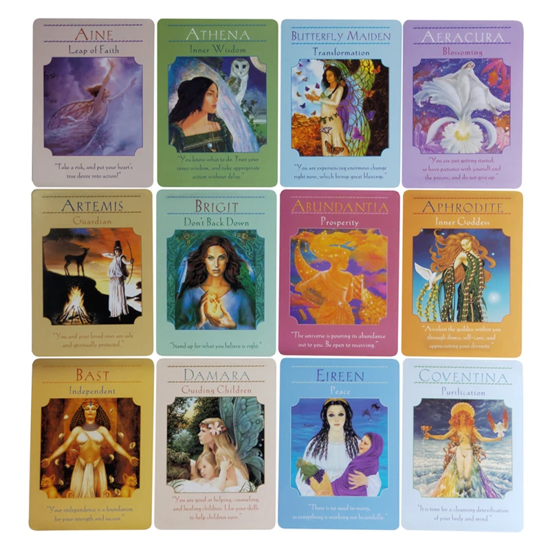 Полная английская богиня oracle карты палуба руководство divination fate card Таро семейные