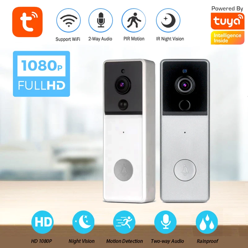 

Видеодомофон Tuya Smart Home, HD 1080P, Wi-Fi, 2 канала, датчик движения