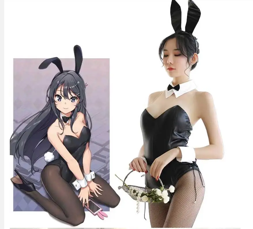 

Sakurajima Mai Cosplay Costume for Girls Halloween Women Black Sexy Jumpsuit Rascal Does Not Dream of Bunny Girl Senpai Cos