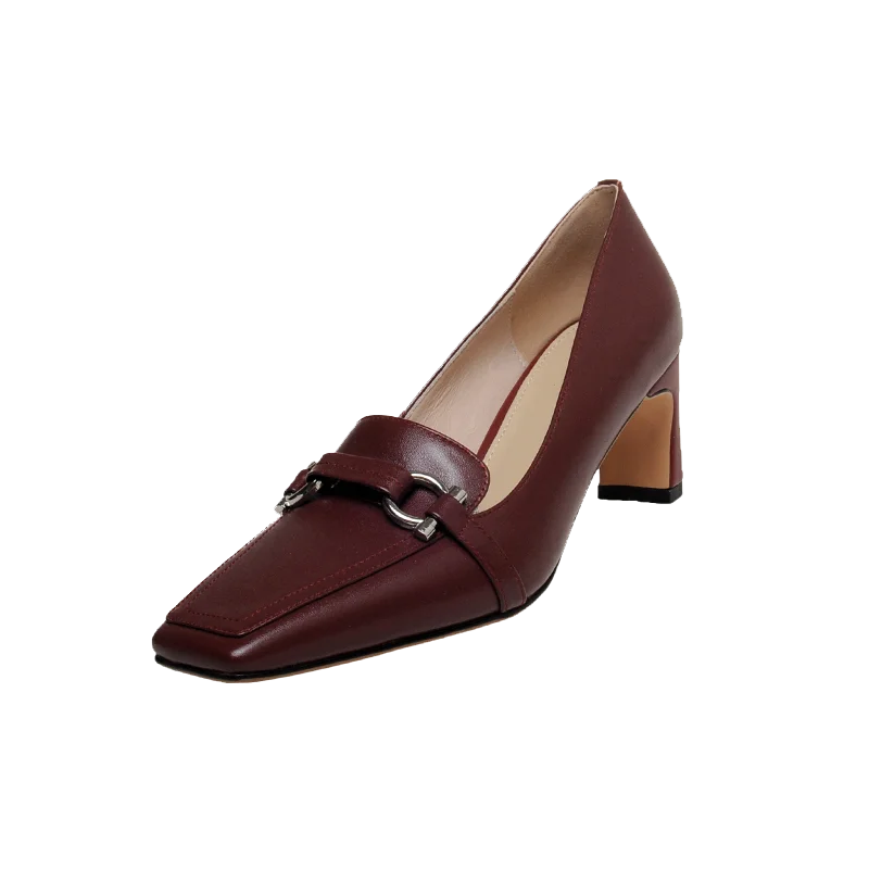 

ESVEVA 2021 Genuine Leather Retro Square Toe Basic Women Pumps Summer Fashion Square Heel Slip On Female Shoes Size 34-40