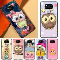 cute owl hearts lover phone case for xiaomi civi play mix 3 a2 a1 6x 5x poco x3 nfc f3 gt m3 m2 x2 f2 pro c3 f1 black soft