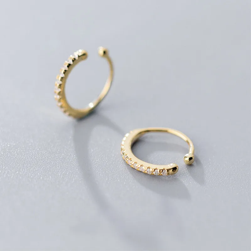 Женские серьги-Клипсы из стерлингового серебра 925 пробы без пирсинга с фианитом