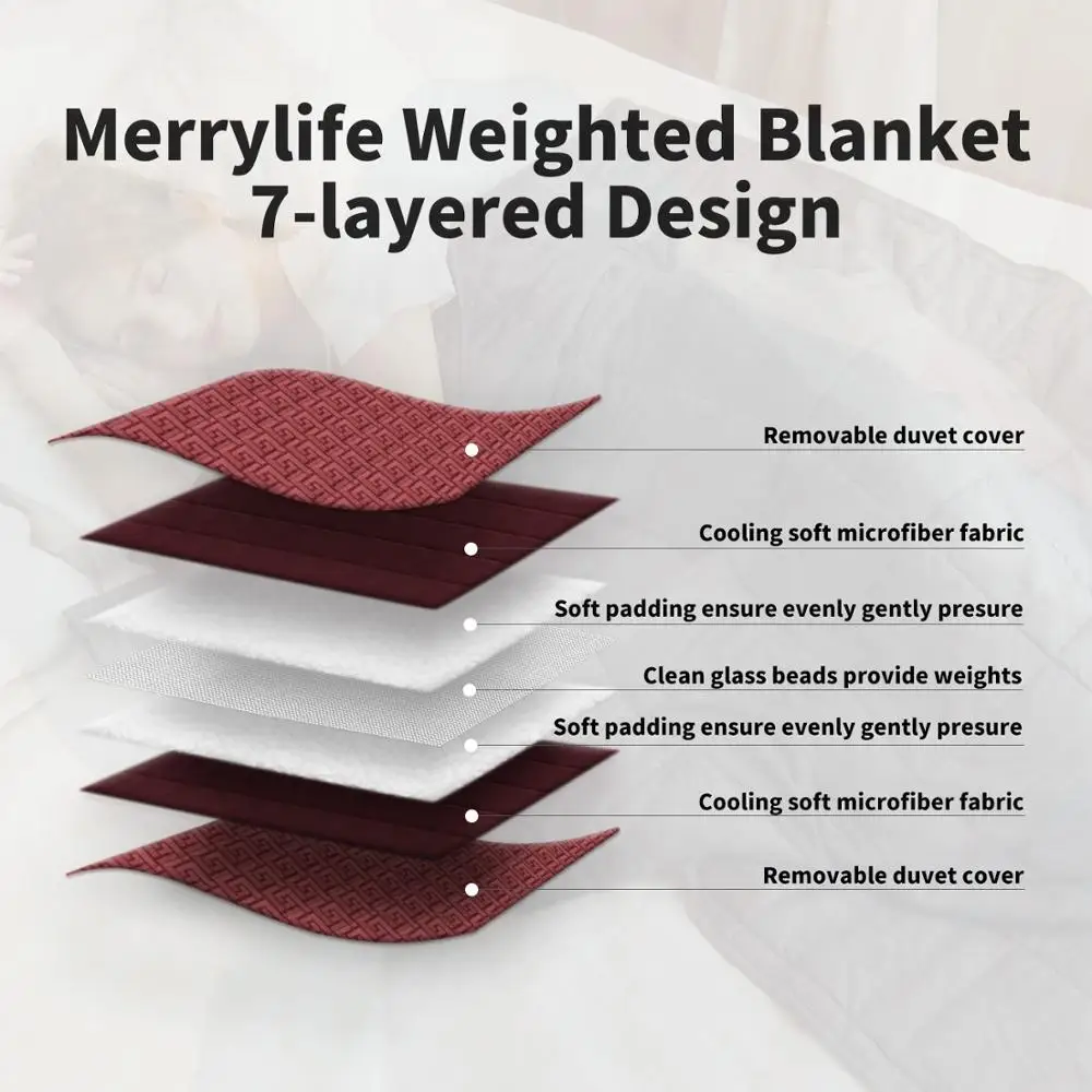 Merrrylife-Manta ponderada hecha con cuentas de vidrio, manta de gravedad para camas, presi&oacute;n corporal, c&oacute;moda, para dormir-4