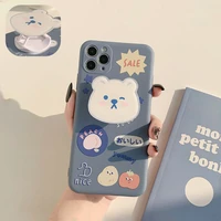 wih stand holder phone case cute cartoon bear nice cover for iphone 7 xs max 12 13 mini 8 plus 11 pro max x xr shell capa conque