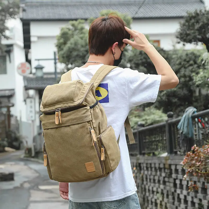 

2020 New Cotton Canvas Retro Backpack Male Korean Version of Large Capacity Student bag Female Casual Outdoor Travel Backpack