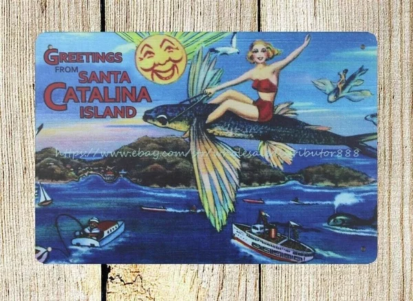 

Catalina island Flying Fish metal tin sign indoor outdoor decor 20x30cm 8x12inch 30x40cm