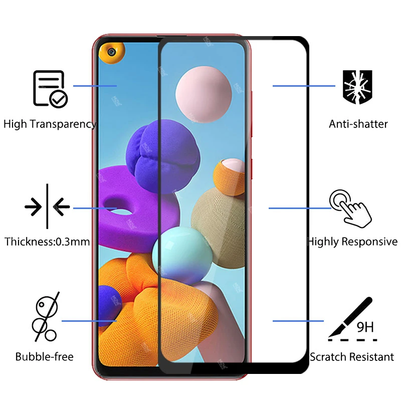 2 шт. Защитное стекло для Samsung A21 A21s Защитная пленка экрана Galaxy A 21 S s A215f A217f Sansung