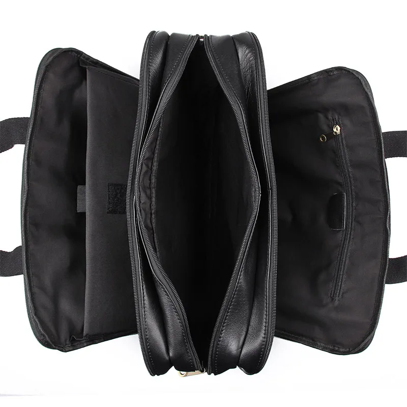 Мужской портфель из натуральной коровьей кожи классическая черная