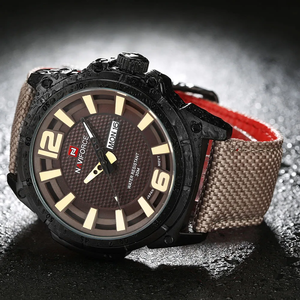 

[Bottom Price]USA WarehouseFashion 3ATM Water Resistant Nylon Watchband Analog Quartz Watch for Men