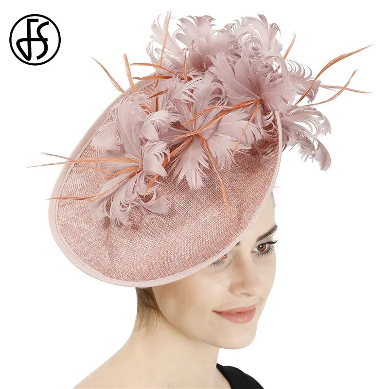 FS для торжественного случая серый церкви шляпка Sinamay женский головной повязкой с