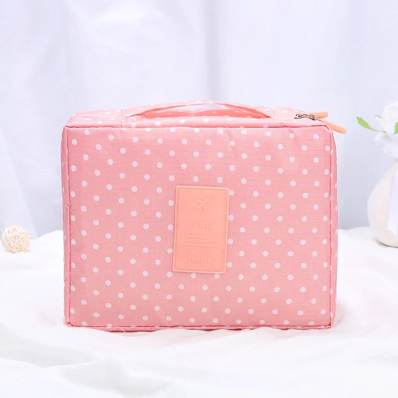 Pink dots Новинка, многофункциональная косметичка для путешествий, женская сумка, косметички, органайзер для туалетного столика, женские водонепроницаемые футляры для хранения - Цвет: Pink dots