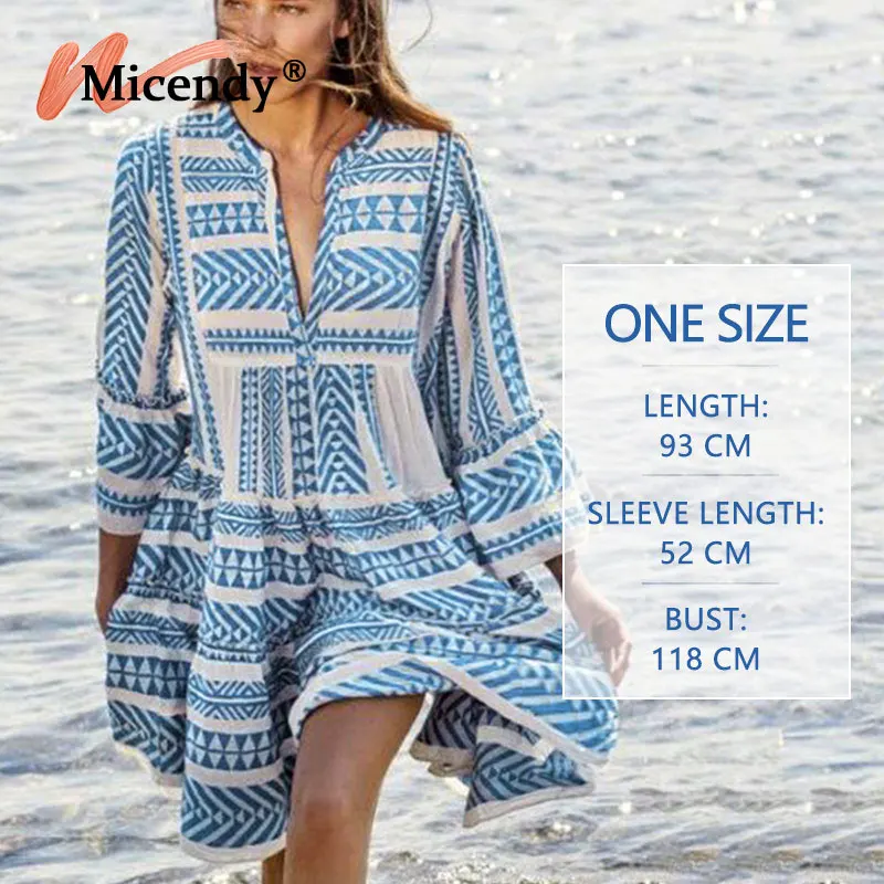 

Micendy V-Neck Dress Cover Up Print Long Puff Sleeve Tunic Robe Summer Maxi Swim Skirt Lace Cardigan Kimono Dress Cover-Ups Wrap