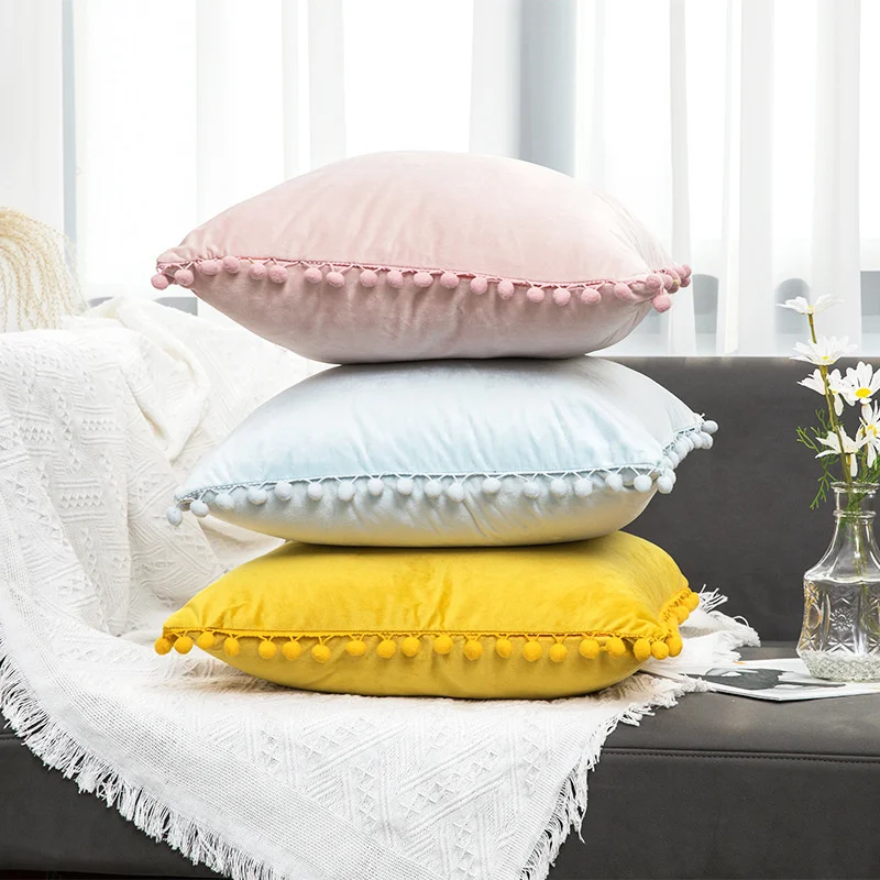 

Personality Modern Simple Spherical Lace Pillow Velvet Solid Color Sofa Short Plush Multi-Scene Use Cushion