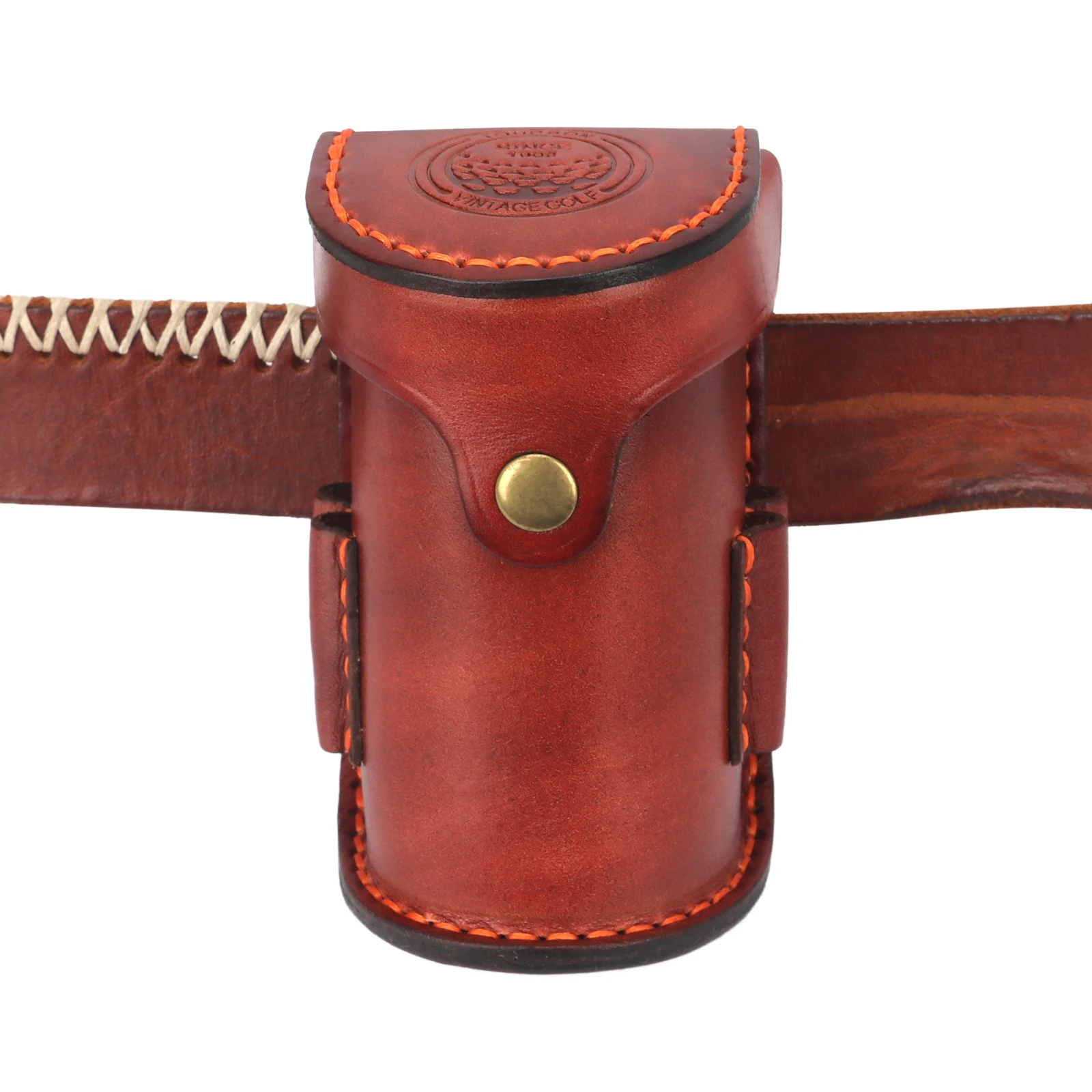 Tourbon Vintage Mini Portable Golf Ball Bag Tee Holder Holds 2 Balls Divot Tool Holder Vegetable Leather Waist Golf Pouch
