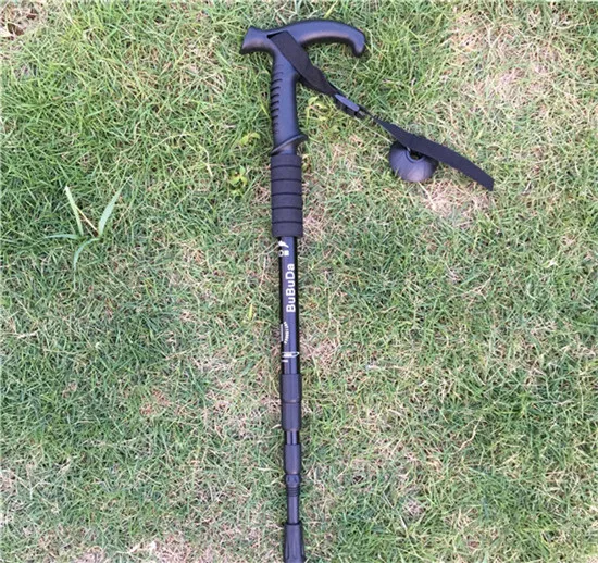 Black T-handle Ударопрочность трости телескопические треккинговые походные палки сверхлегкие трости с резиновыми наконечниками протекторы костыль - Цвет: Black T-handle
