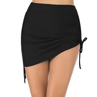 Women Sexy High Waist Bathing Swim Skirt Solid Color Beach Party Summer Swimwear Pleated Bathing Suits  Bottom Swimsuits XX-623