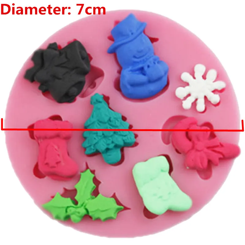 Милая Рождественская тема силиконовая форма для торта Снеговик Колокольчик елки