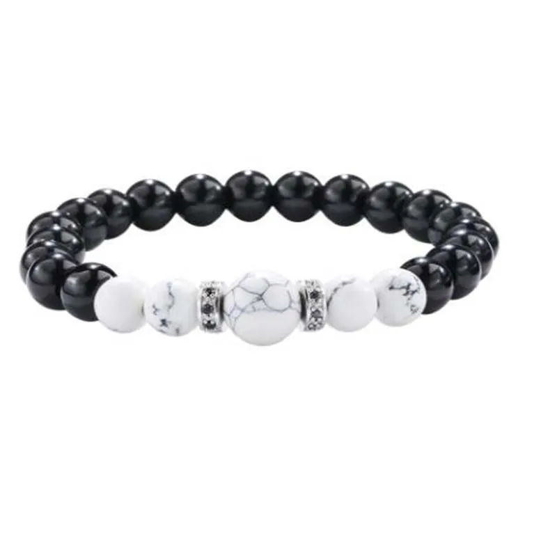 

New Arrival 8mm Black Glass Beads Bracelet for Women Men Handmade Tiger Eye Zircon Gasket Charm Bracelet Fashion Jewelry Gifts