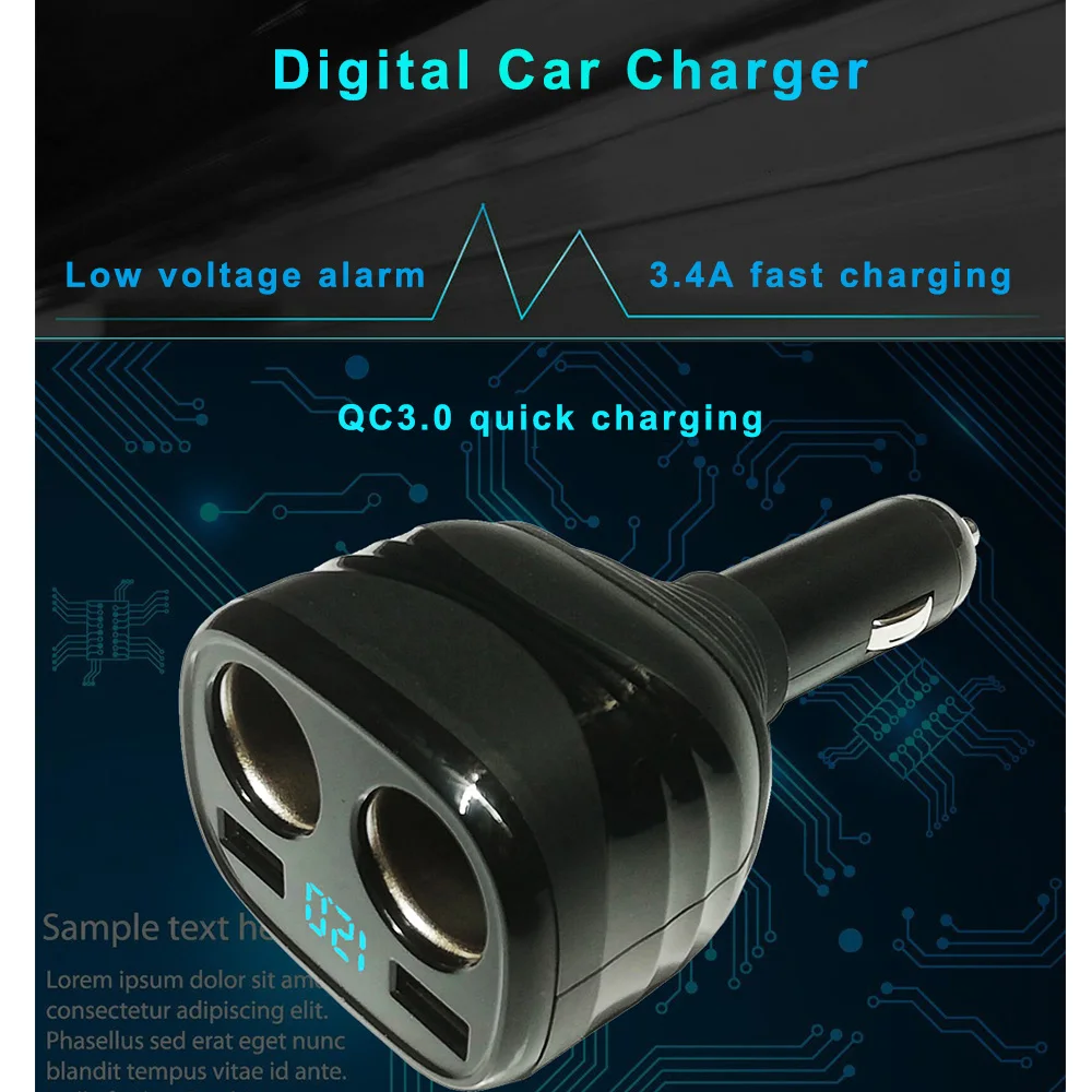 

DC 12-24V QC3.0 Quick Car Charger Cigarette Lighter Dual USB Port w/ Low Voltage Detection