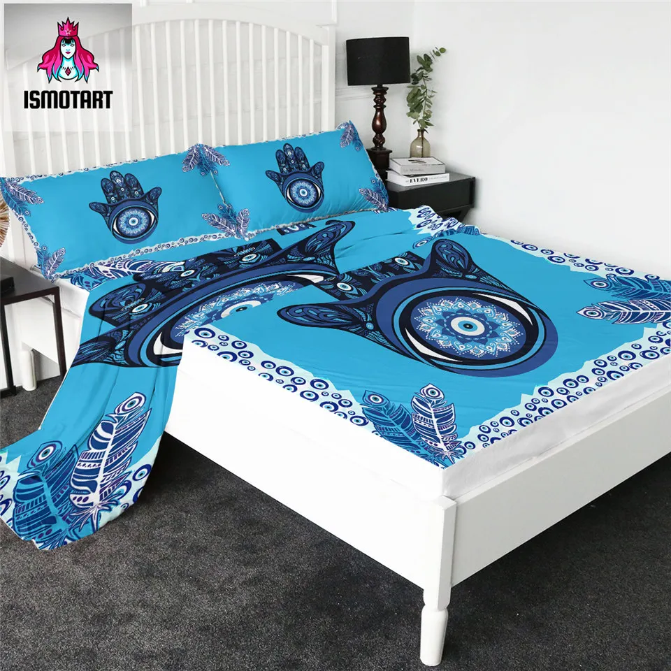 Простыня с изображением сглаза хамсы от Ismot Esha простыня мандалы синим плоским