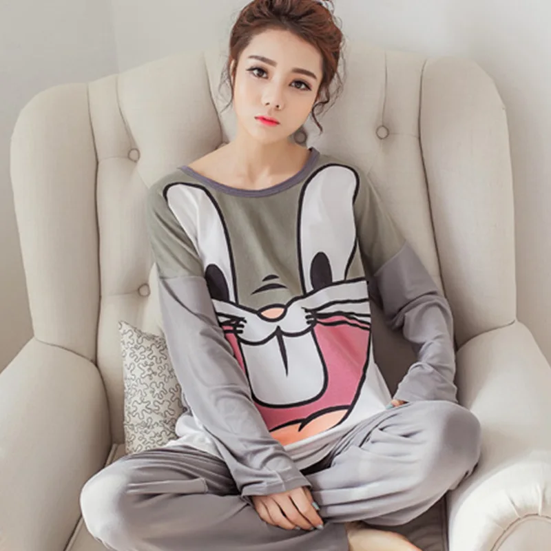 Корейская Пижама Pjs Женский пижамный комплект зимняя повседневная домашняя
