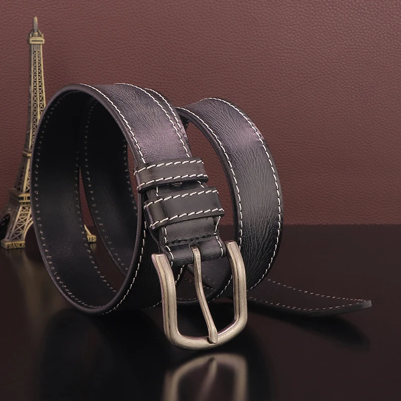 

High Quality Fashion Belts Men 3.3 Cm Wide Luxury Fancy Vintage Black Pin Buckle DesignerBbelts Men's Famous Brand Ceinture